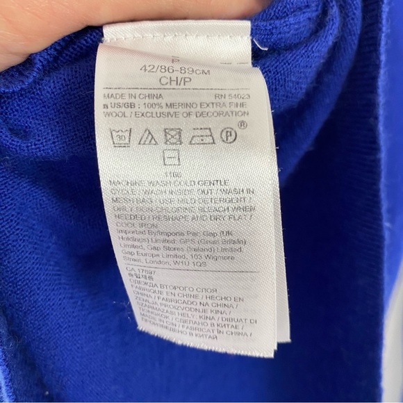 Banana Republic Sweater Women's S Blue 100% Extra Fine Merino Wool C'est L'amour - Picture 9 of 12